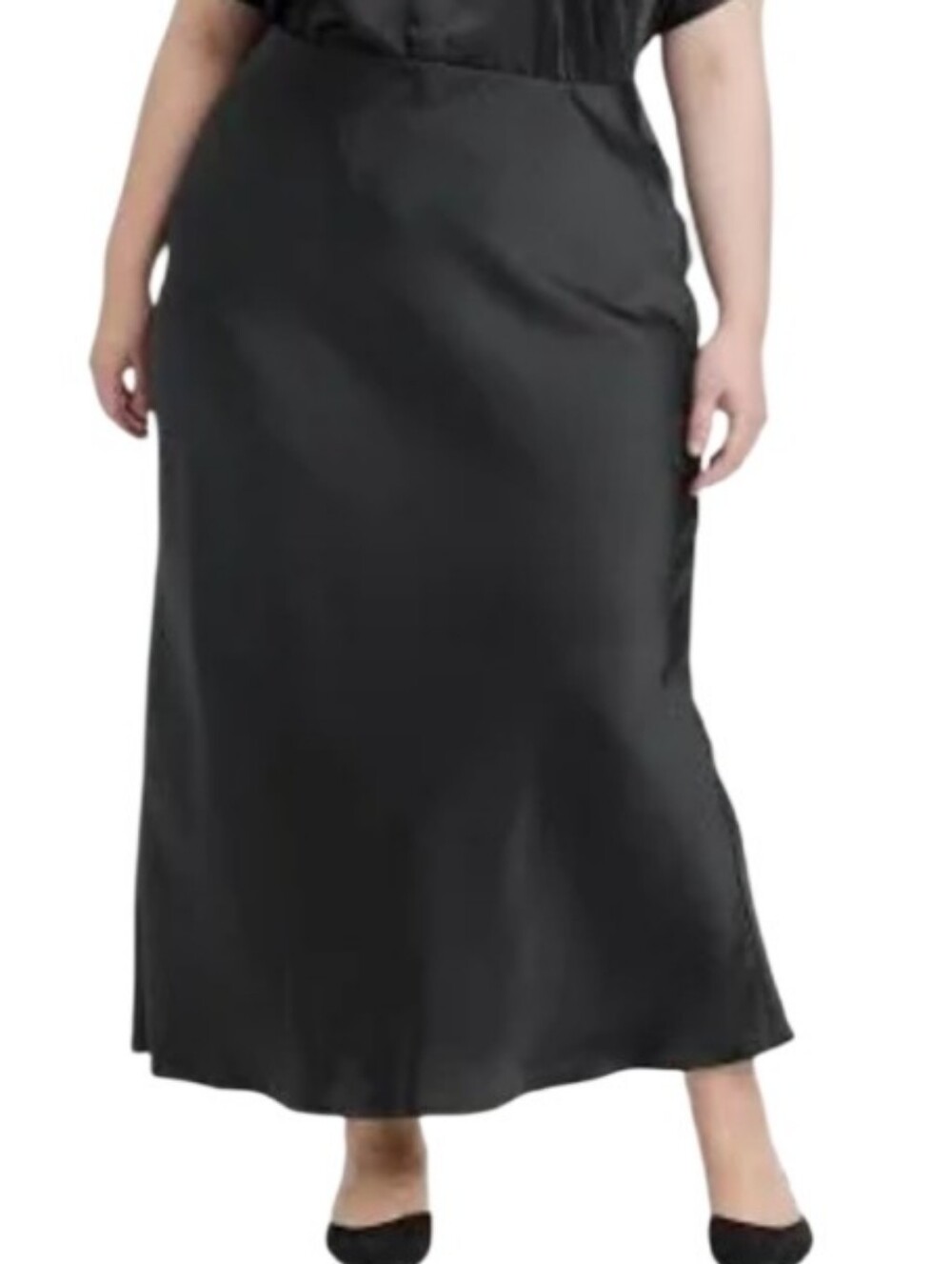 Plus-Size Black Satin Maxi Skirt Sz 4x Nwt